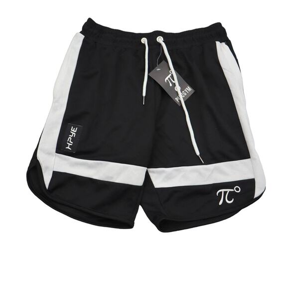 PIDOGYM Shorts Boys M Black White Athletic Elastic Waist Drawstring Pocket Zip - Picture 1 of 16